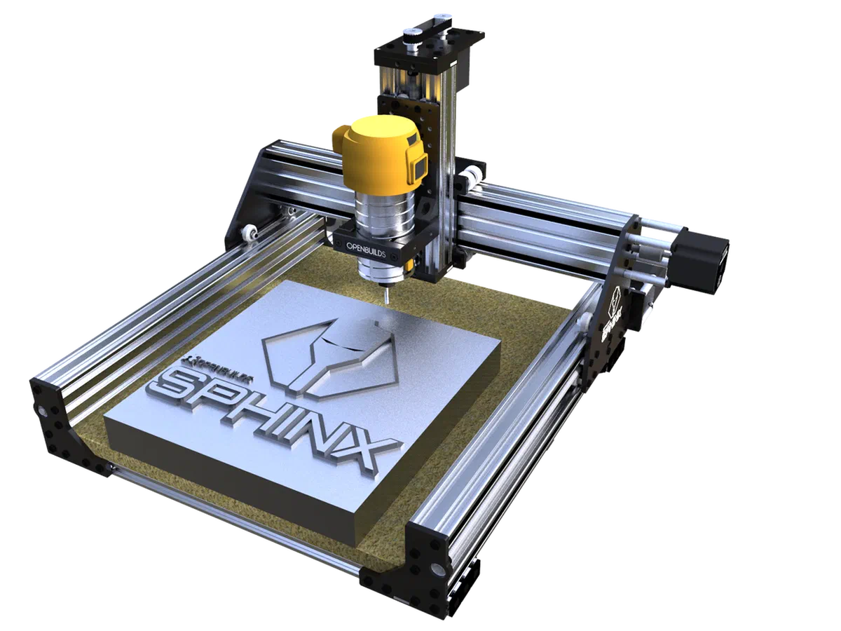 An OpenBuilds Sphinx 55 (20 x 20 in) CNC machine.