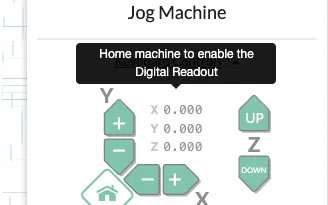 Digital read out showing live machine position in Easel