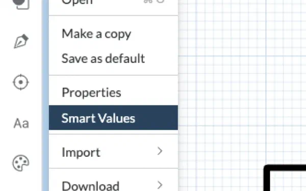 Smart Values panel with named reusable dimensions
