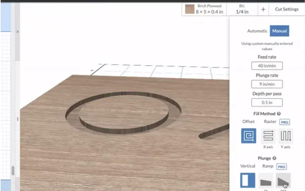 Ramping toolpath entering the material at an angle